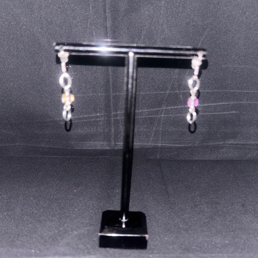 Elegant Silver and Crystal Vitrail Earrings